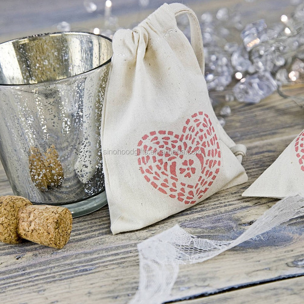 Online Hot Sell Cotton Gift Cloth Promotional Small Canvas Wedding Gift