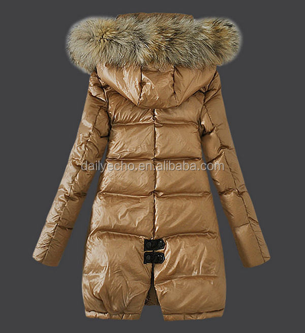 トップブランドの女性の品質2014年暖かい冬のコート毛皮の襟を持つ厚いフード付きダックダウンジャケット問屋・仕入れ・卸・卸売り