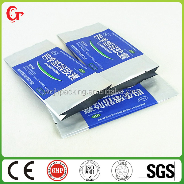 Custom printed back center sealed plastic tea bag with side gusset