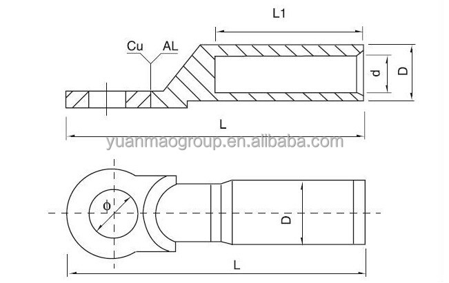 Dtlクーパー- アルミケーブルラグ銅アルミニウム製線端子ケーブルジョイントのタイプ仕入れ・メーカー・工場