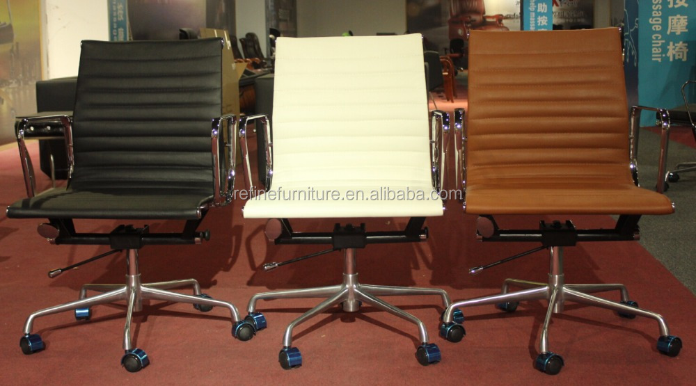 Dark Brown Leather Office Chair With Fixed Base For Coffee