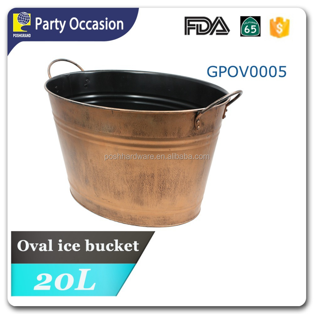 antiqued copper oval ice bucket gpov0005