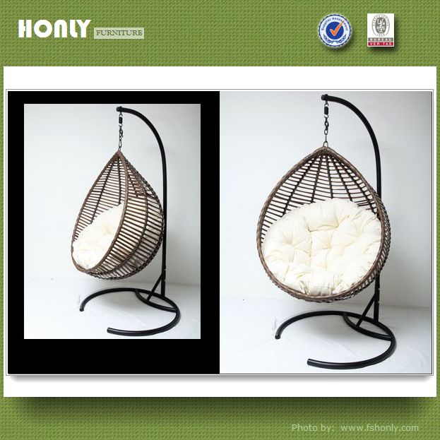 Wicker hanging garden swing chair wrought iron leisure garden swing chair