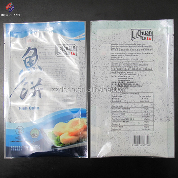 Custom printed OPP PE laminated plastic frozen food packaging bag for fish ball and fish cake packaging