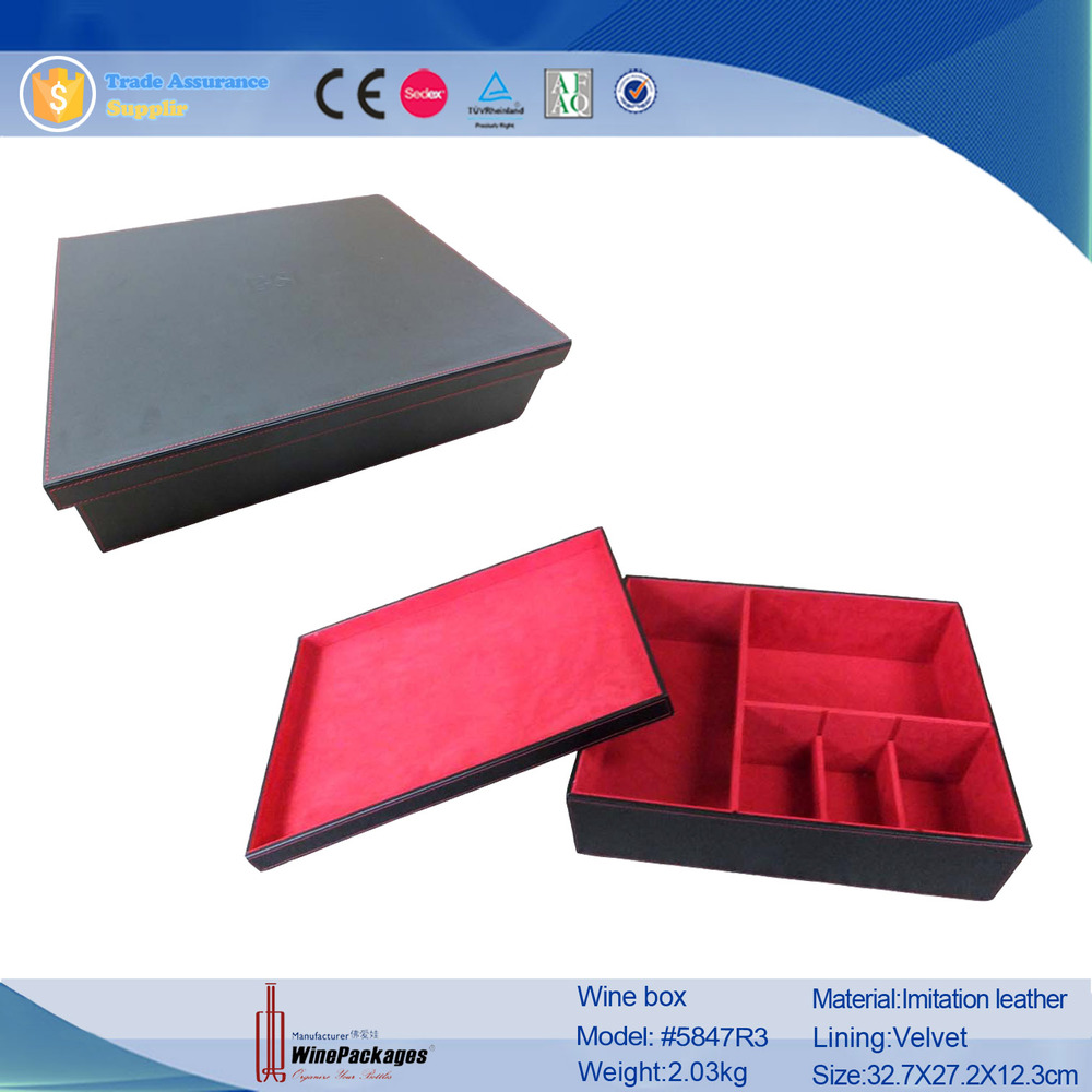 high end gift packaging box, plain black leather gift box