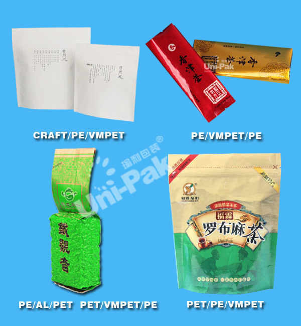 customized printed empty aluminum foil vacuum tea bags