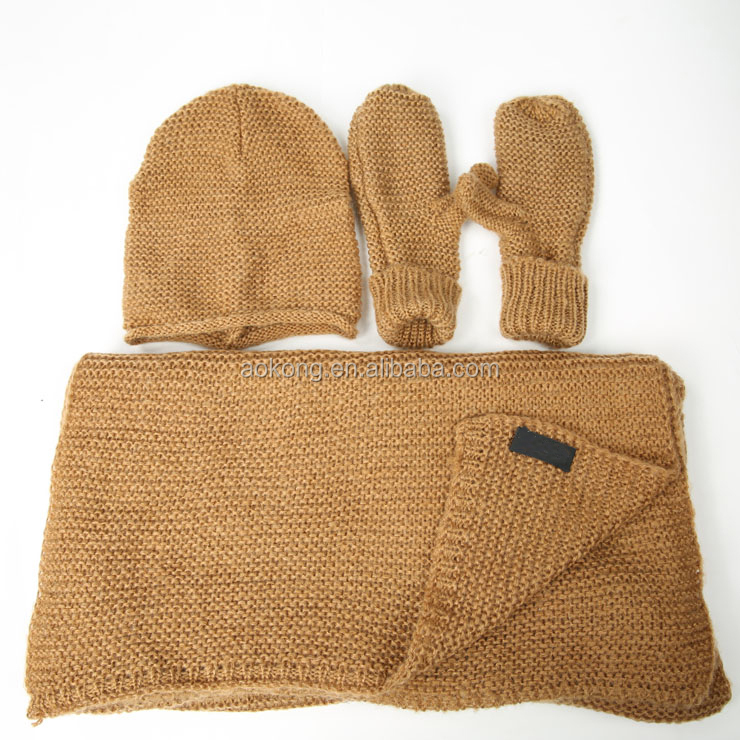 冬ニット手袋ホット女性の帽子とスカーフセット問屋・仕入れ・卸・卸売り