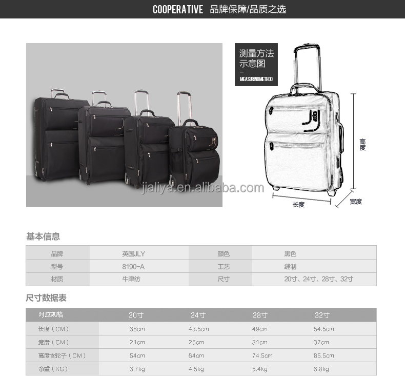 Jly20''/24インチ/28''/32インチ4個旅行トロリー荷物/ソフトラゲッジ/でhotsellingの旅行の荷物セット仕入れ・メーカー・工場