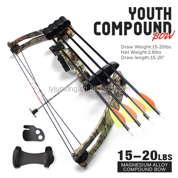 Youth 15-20lb Adjustable Kid's Compound Bow Archery Set With Best