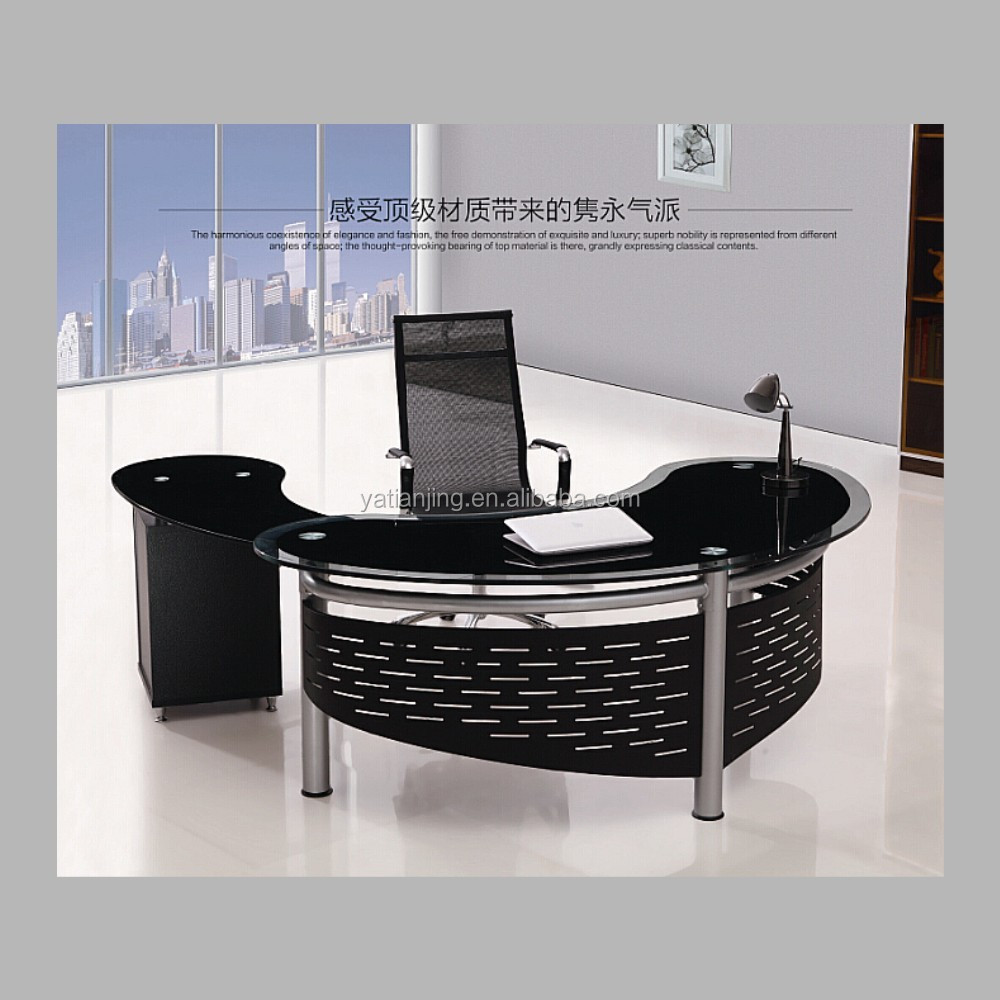 luxury glass metal ceo office desk