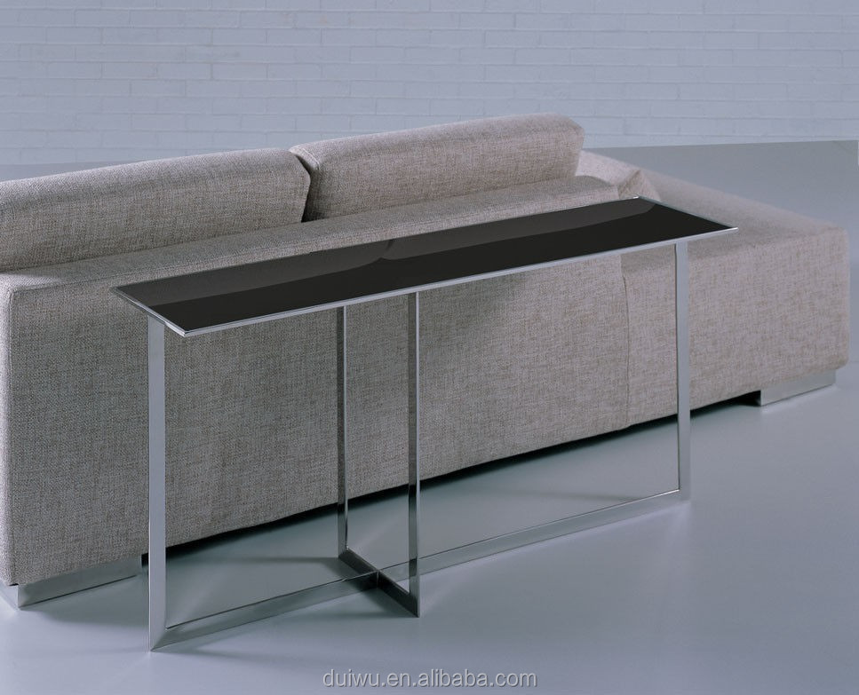 stainless steel coffee table with glass top