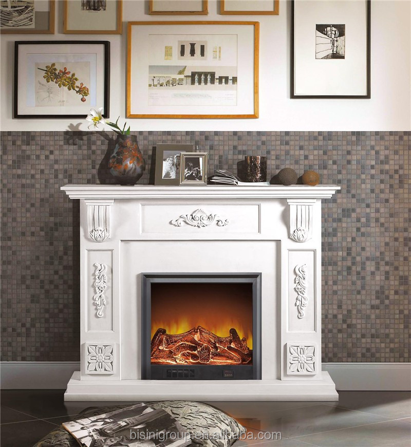 Antique Adjustable Decor Flame Electric Heater Core Wooden Electric