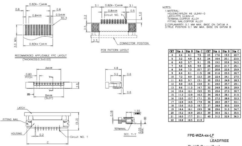 Ffc0.8mm/ziffpcコネクタ付きのタイプulcerohs指令345678101214161820kls1-241d30ピン仕入れ・メーカー・工場