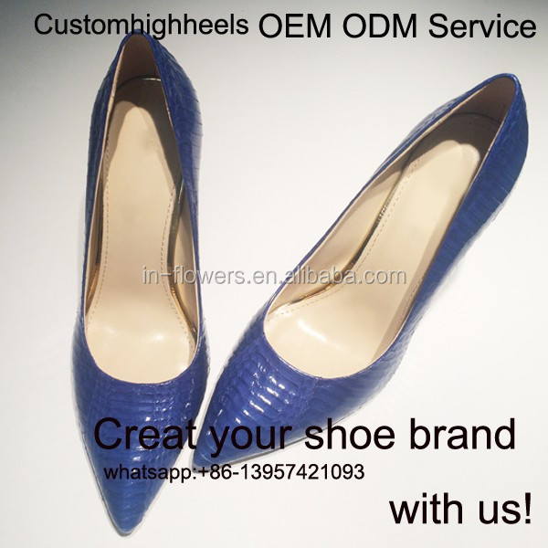 トップ品質oem odmブルーヘビ皮膚女性高ヒール靴アニマルスキン靴2016仕入れ・メーカー・工場