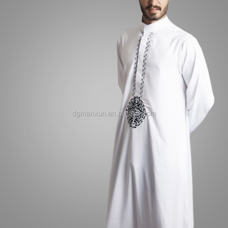 2016 New Style Dubai Thawb Muslim Men Thobe Embroidered Islamic Abaya 1.jpg