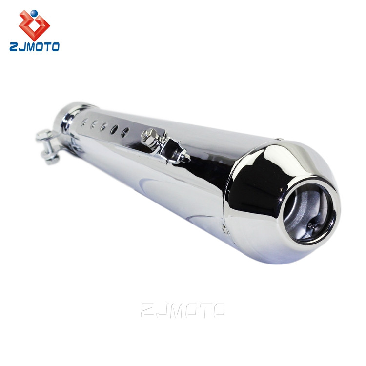 ZJMOTO Silver Universal 35mm 41mm Motorcycle Exhaust Muffler
