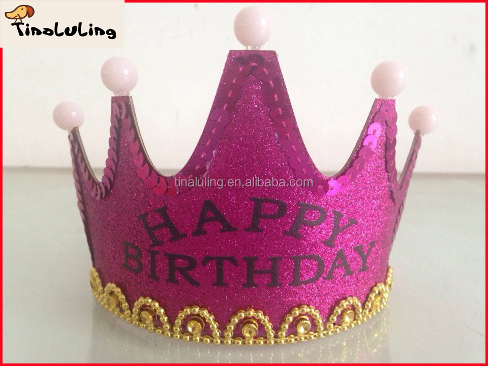 新しい2015幸せな誕生日パーティークラウンラブラブ女子紙王冠帽子ledが付いている問屋・仕入れ・卸・卸売り