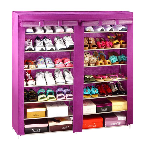 Purple color folding closed cabinet style metal shoe rack accessories
