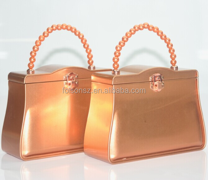 glossy golden color food packaging round tin box
