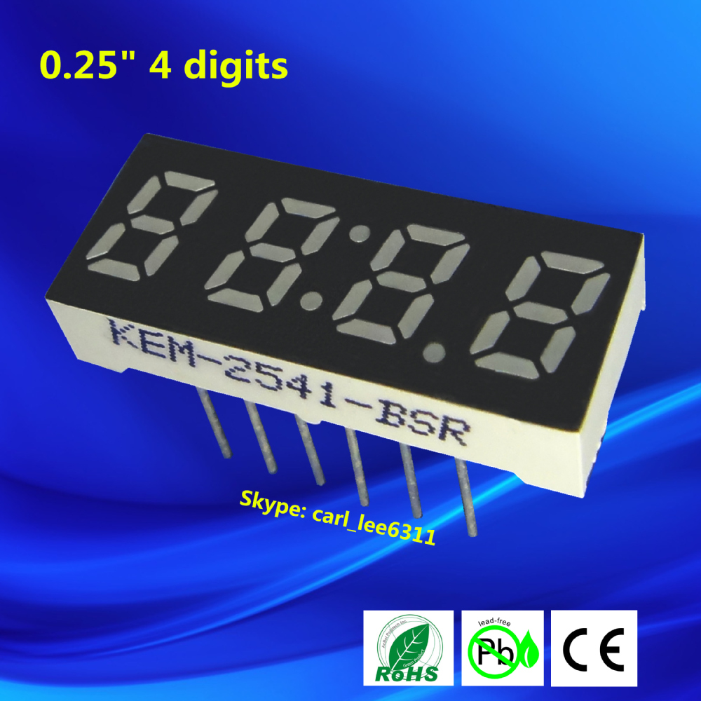 0.25 inch mini number sign ultra red 4 digit 7 led segment display