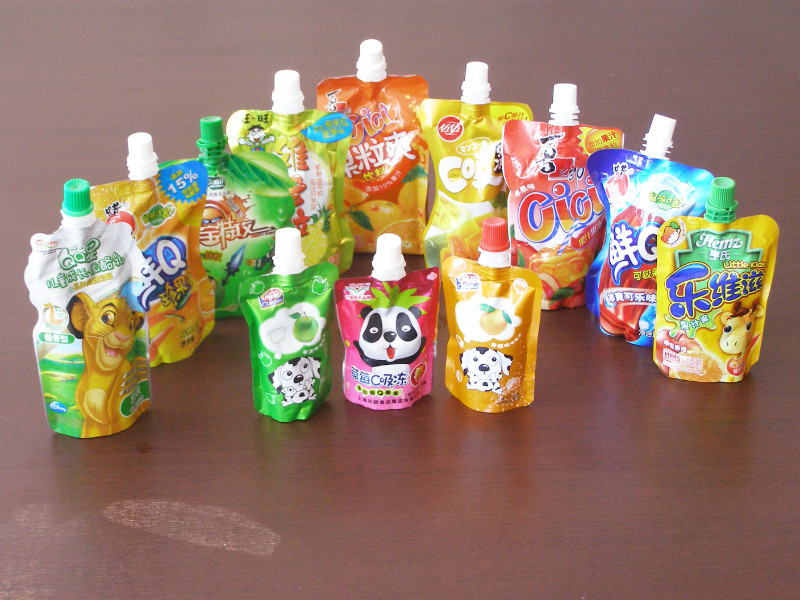 coconut water and pear juice in Stand up pouch with corner spout filling packing machine