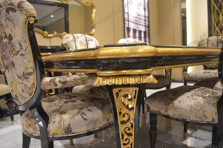 王室の家具アールデコスタイルのための金の金箔10ダイニングテーブルセット仕入れ・メーカー・工場