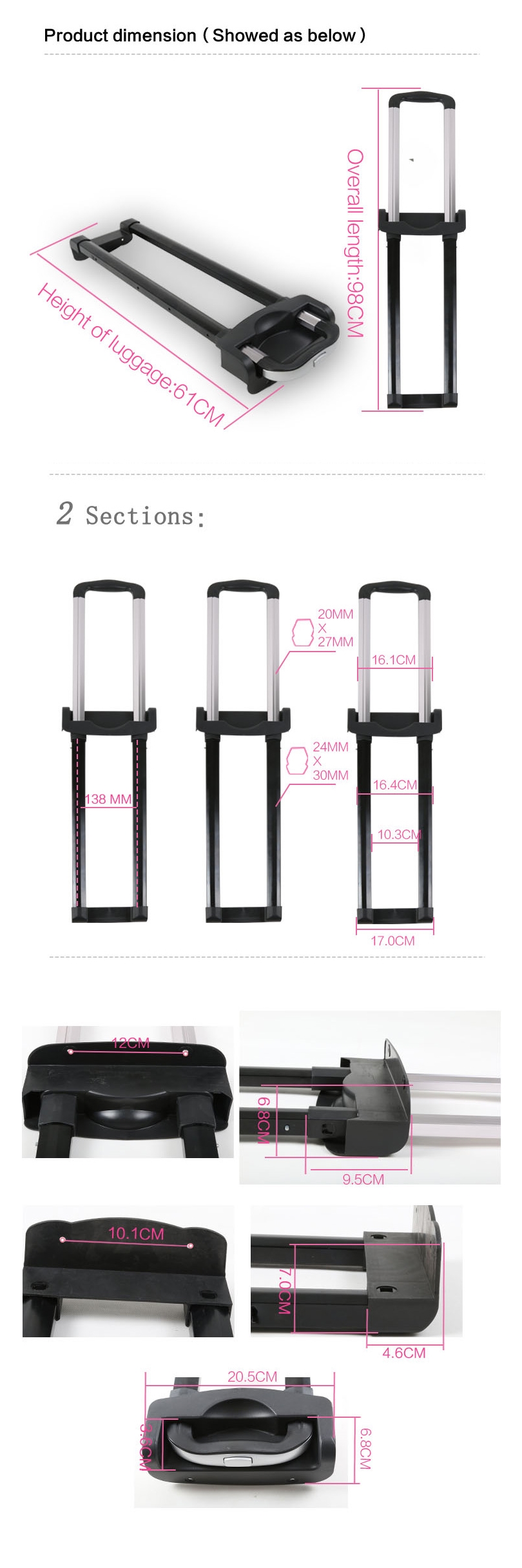 Wholesale Push Trolley Handle Replacement Pull Detachable Cart Buy