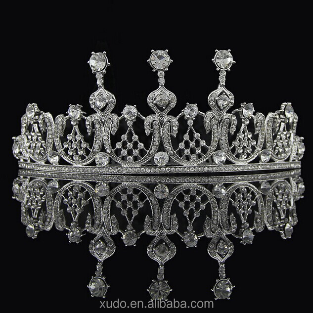 最高品質のハンドメイド高級クリスタルブライダルのヘアアクセサリー王冠の大きな結晶のページェント王冠問屋・仕入れ・卸・卸売り