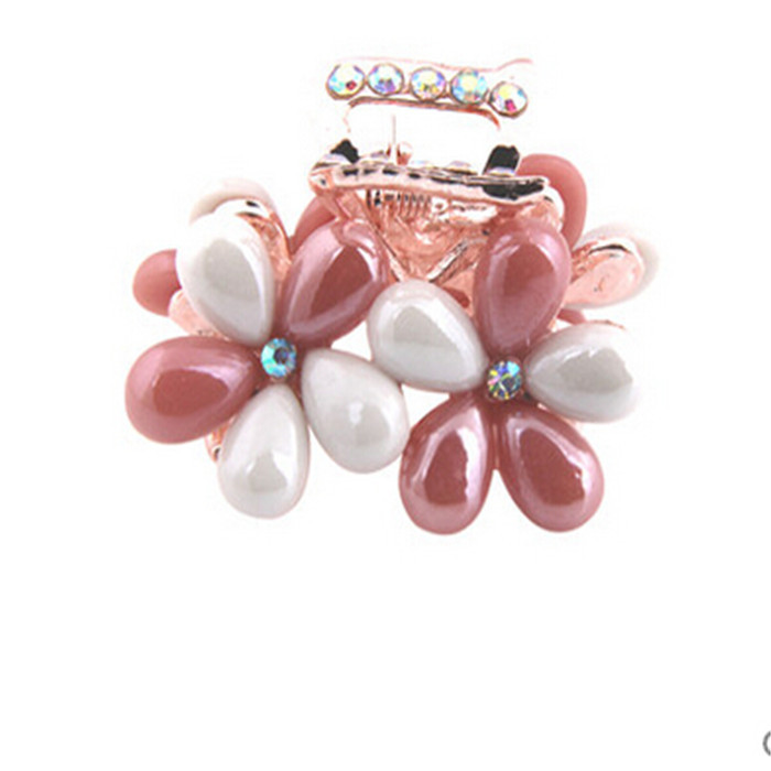 クリアクリスタル2015宝石用原石の合金の金属の花のヘア爪クリップ卸売仕入れ・メーカー・工場