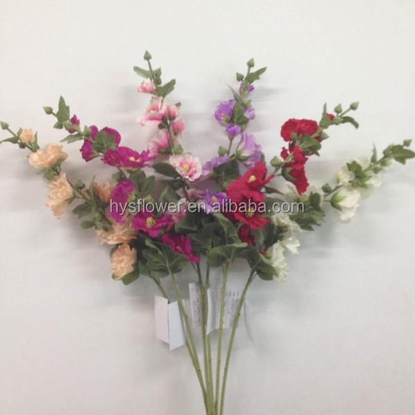 Colorful Hollyhock 80cm Length Wedding Reception Hollyhock Decor