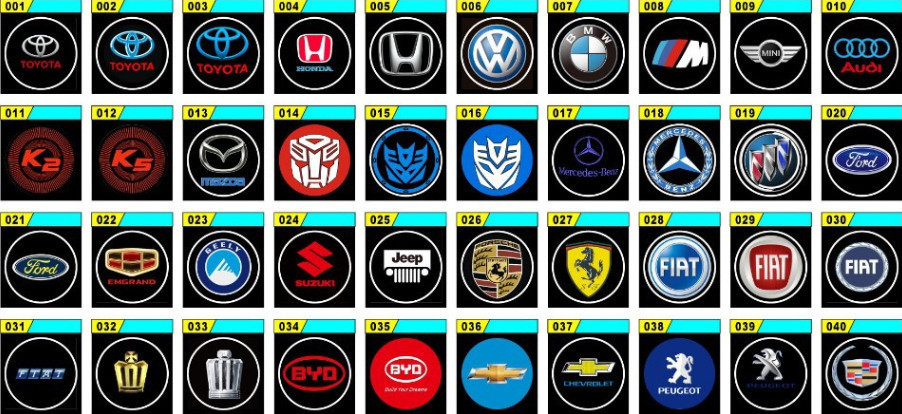 Как выглядят все марки машин The 6th Gen 3M Car Lights Auto LOGO Laser Lights with Car Logo Shadow Light 300 