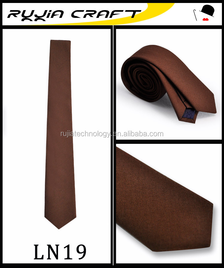 リネン固体茶色スキニーネクタイ、 リネンの男性用ネクタイ仕入れ・メーカー・工場