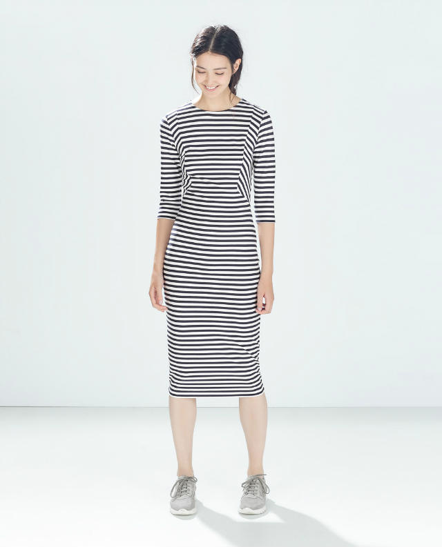 新しいファッションスタイルホットwholesale2014秋古典的な縞模様の末端が広がった袖のドレス女の子カジュアルドレス問屋・仕入れ・卸・卸売り