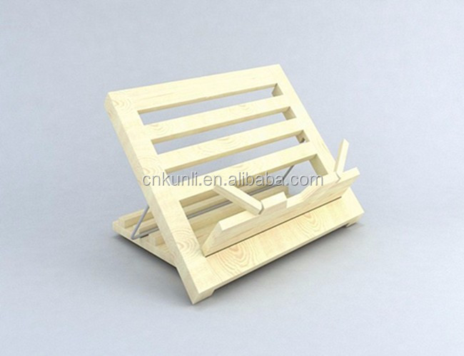 Wooden Large Cookbook Recipe Book Stand Tablet Holder Industrial Kitchen Metal