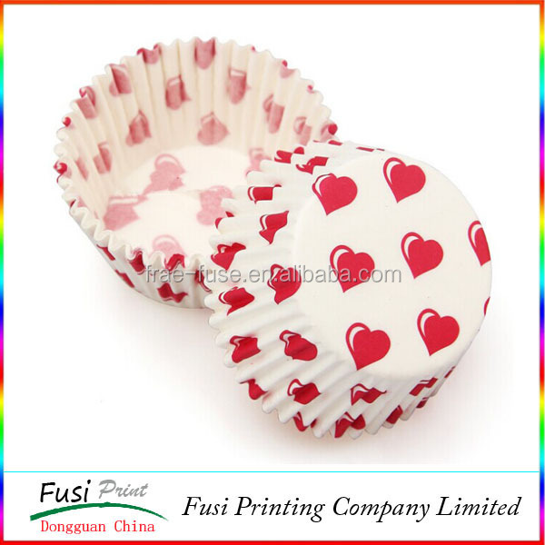 Mini Red Heart and White Paper Cake Cups