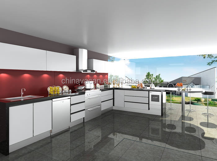 Weiß lackierung küchenschrank modernes design mit insel ... Küche weiß hochglanz lackieren