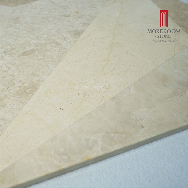 MPC0002-J07G Moreroom Stone Turkish Beige Marle Cappuccino Marble Stone Tiles Iran Beige Marble Flooring Tiles Wall Tiles Marble Inlay Medallion Water jet pattern Marble Inset Tiles-7.jpg