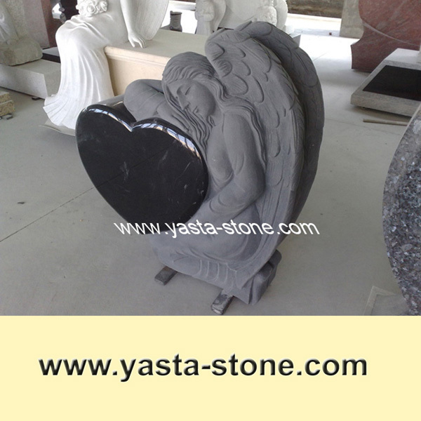 Wholesale Angel Heart Headstone Tombstone Black Granite Monument.jpg