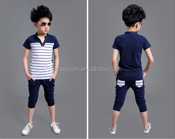 新設計ファッショントップ2015品質v- ネック半袖の服男の子仕入れ・メーカー・工場