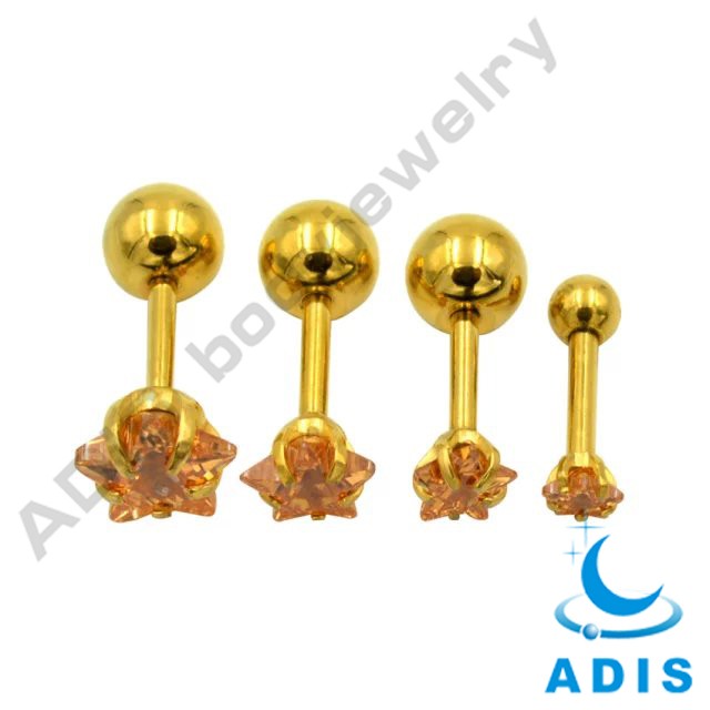 Cuff Earring Gold Star Ear Studs With 3mm Ball In Popular Style (1).jpg