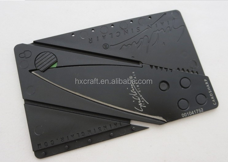 シンクレアiaincardsharp2オーセンティックを持つフォールディングナイフのクレジットカードサイズのシリアル番号が記載された黒刃問屋・仕入れ・卸・卸売り