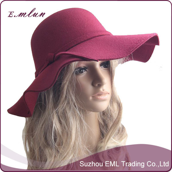女性広いつば2015模造ファッションウールの帽子を感じた仕入れ・メーカー・工場