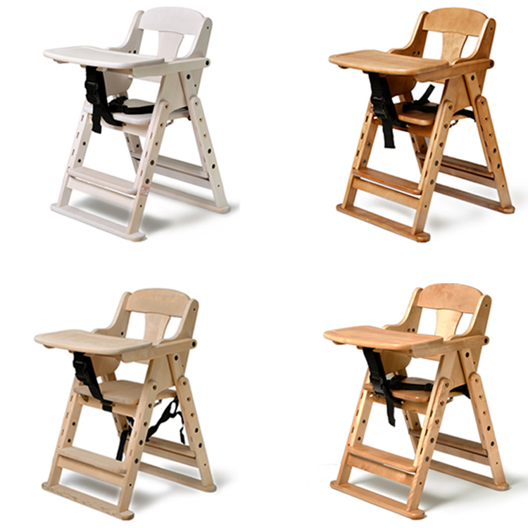 Wooden Baby Feeding Highchair Footrest Multiheight Adjustable Safety