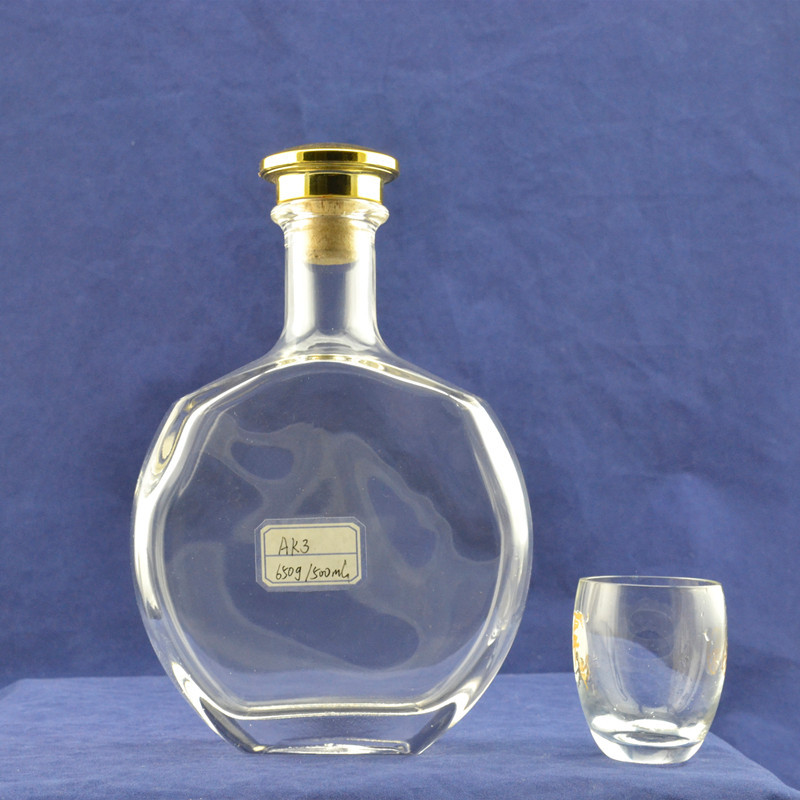 Wholesale Premium Empty Ball Shaped 500ml Oval Shaped Glass Bottles