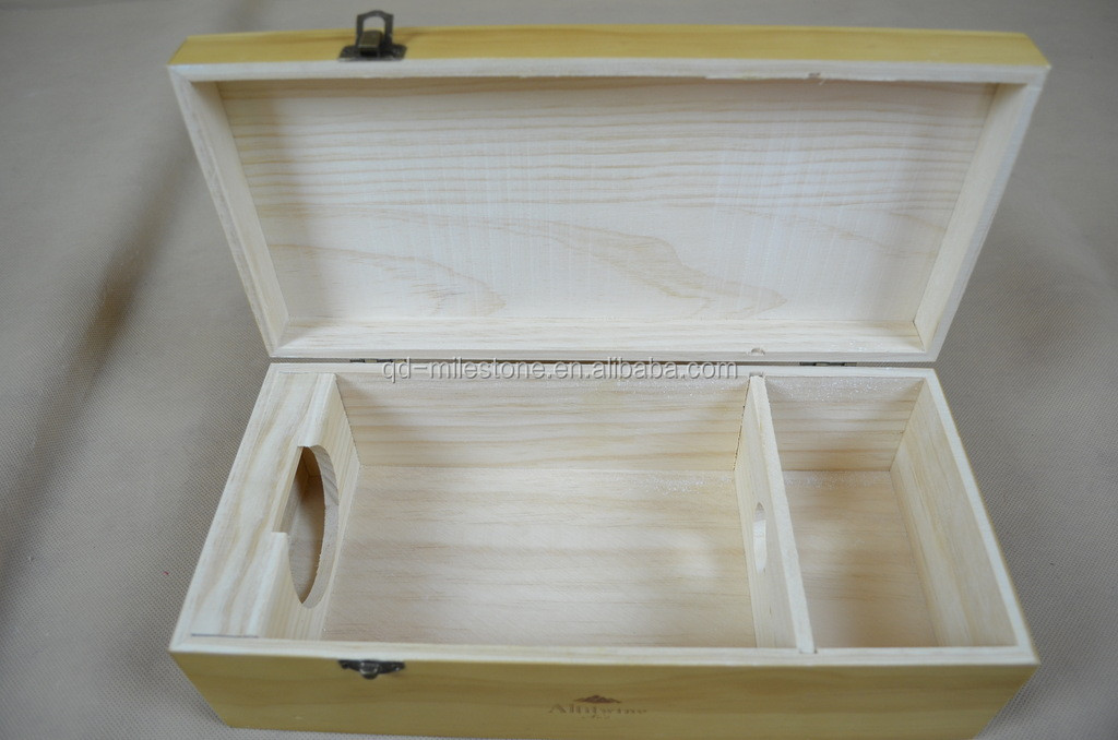 unfinished wooden craft case for red wine storage