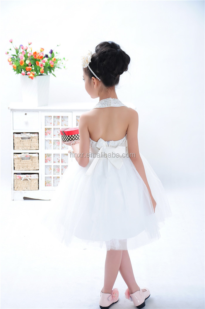 Cheap White Halter Neck Layered Pageant Long White Dress For Girl問屋・仕入れ・卸・卸売り