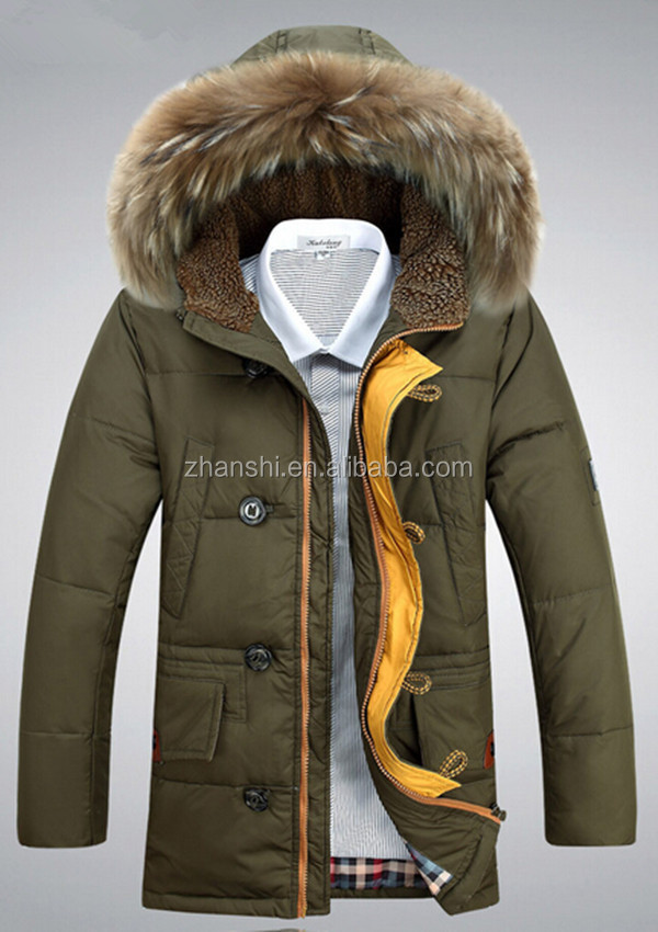 Wholesale Western Style Men Winter Down Parka Jacket With Fur Collar