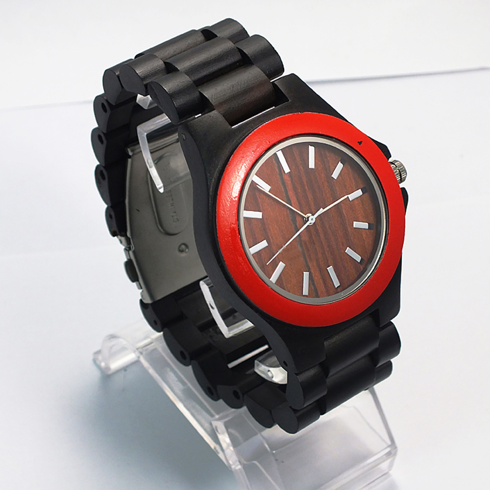 new brand black / red sandal wood watch custom dial man wooden watch