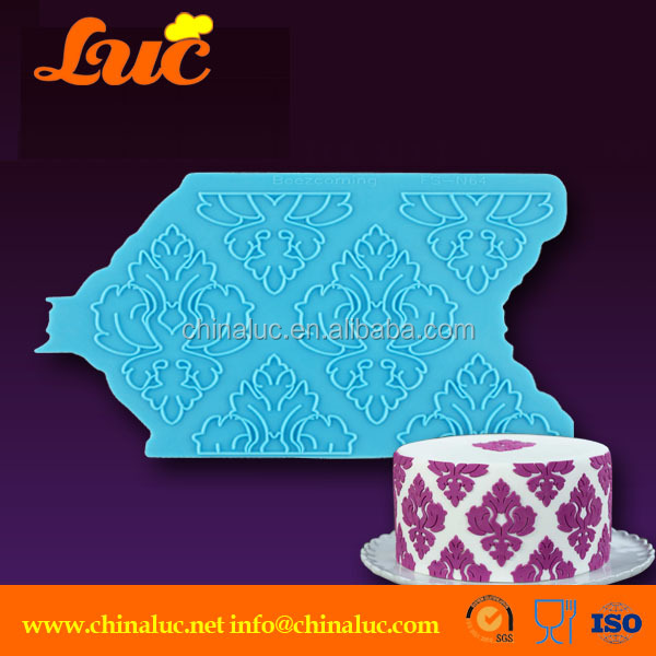 Damask 3D stencil arts crafts cake decorating projects mould silicone molds silicone onlay