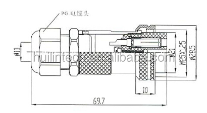 防水ソケットとプラグ25mpg-3aメスプラグコネクタ仕入れ・メーカー・工場